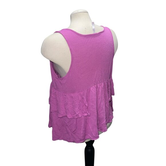 Xhilaration Womens Sleeveless Pink Ruffled Scoop Neck Tank Top Sz Large Purple - Picture 3 of 11